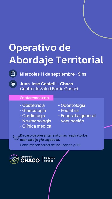 Salud: nuevos operativos de abordaje territorial en Castelli, El Espinillo y Villa Río Bermejo