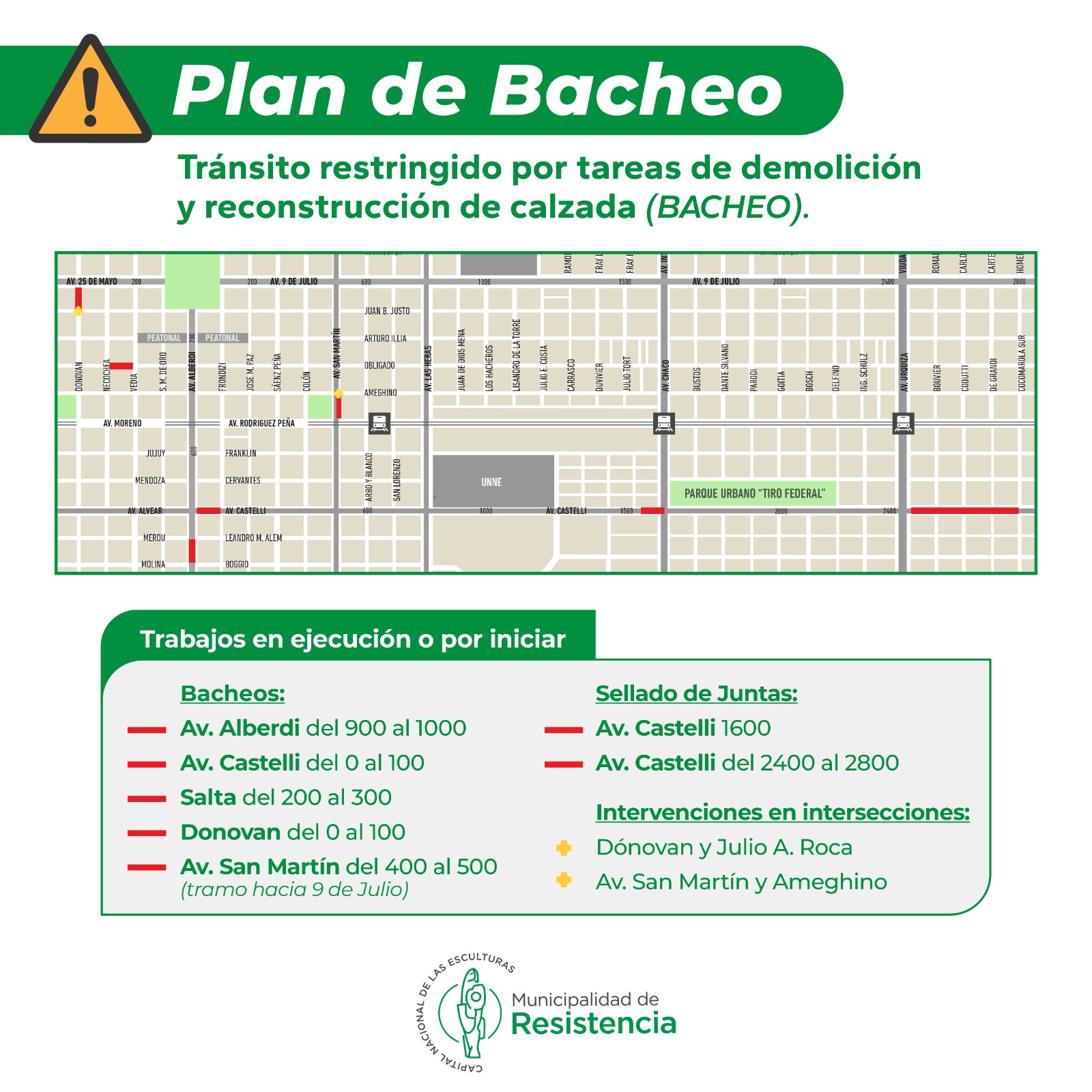 Plan de bacheo: lugares donde habrá trabajos esta semana