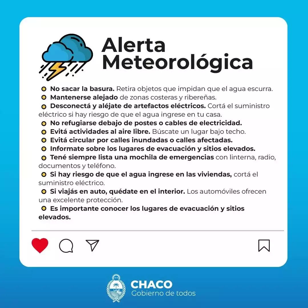 Alerta amarilla: Se esperan tormentas de variada intensidad durante este lunes en la provincia