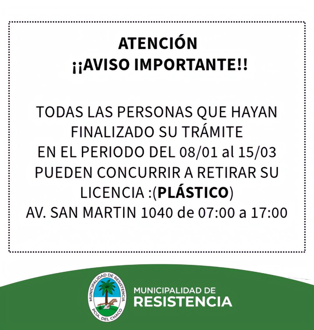 Resistencia entrega Regristros de conducir en Formato Físico
