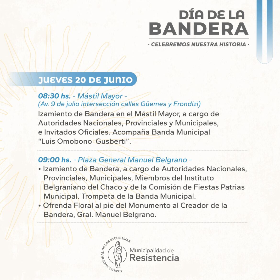 Invita el Municipio a participar de los actos por el Día de la Bandera Nacional