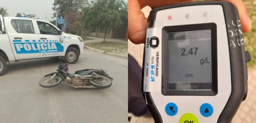Manejaba con 2.47 de alcohol en sangre, embistió a una motocicleta y terminó detenido