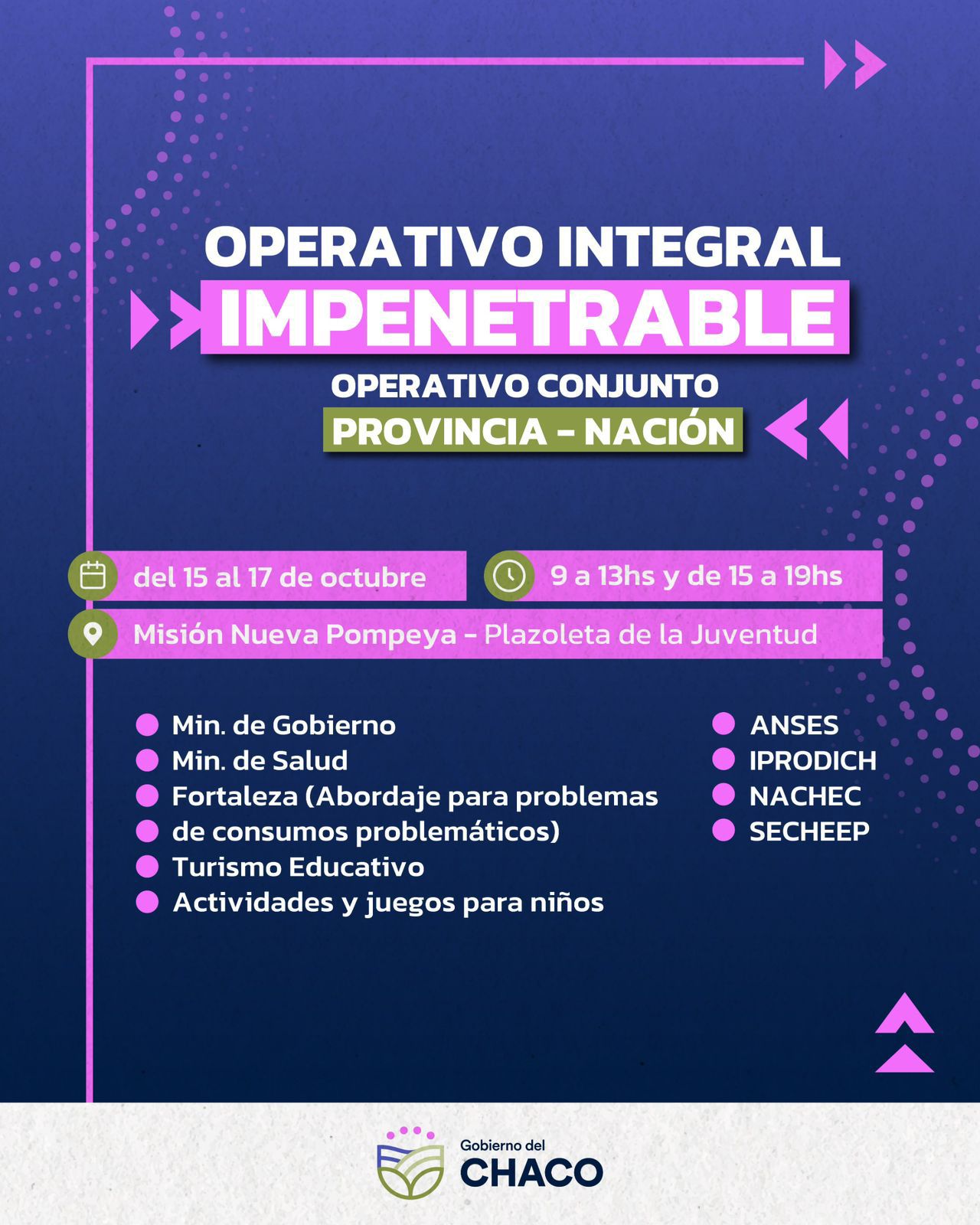 Operativo Impenetrable conjunto Provincia-Nación : ”serán 3 días de arduo trabajo que estaremos trabajando y acompañando desde ÑACHEC” manifestó Fernando Vogel