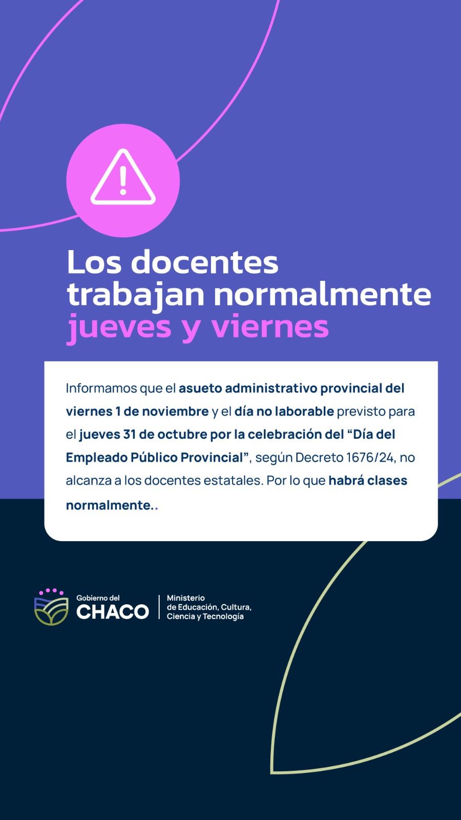 Educación: los docentes trabajan normalmente jueves y viernes