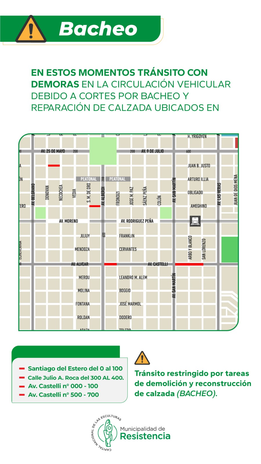 Bacheo 2024: informan donde se trabaja esta semana