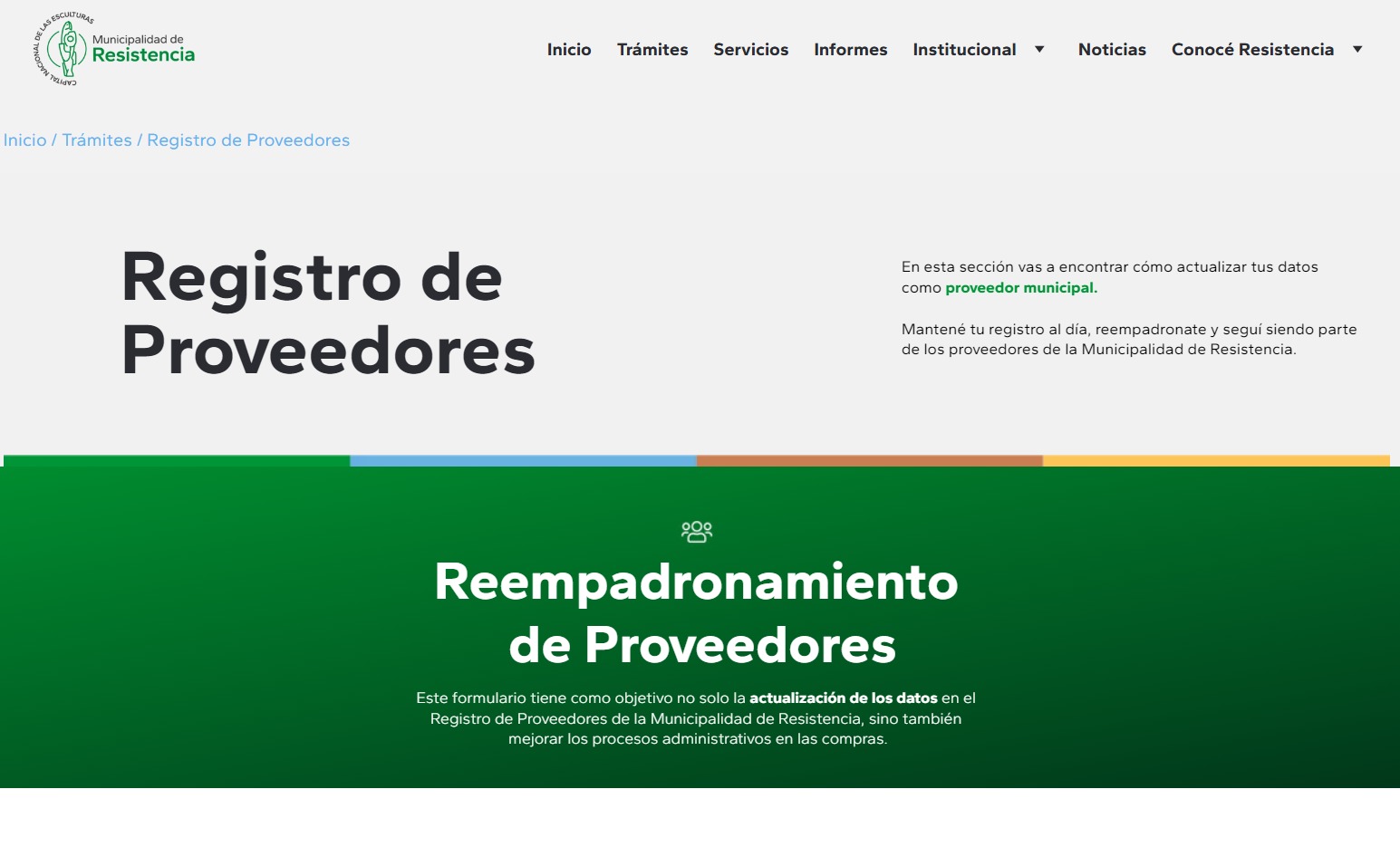 A través de la web de la Municipalidad de Resistencia se podrá actualizar información del registro de proveedores