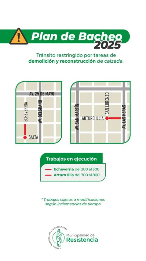 Bacheo 2025: Informan las calles intervenidas
