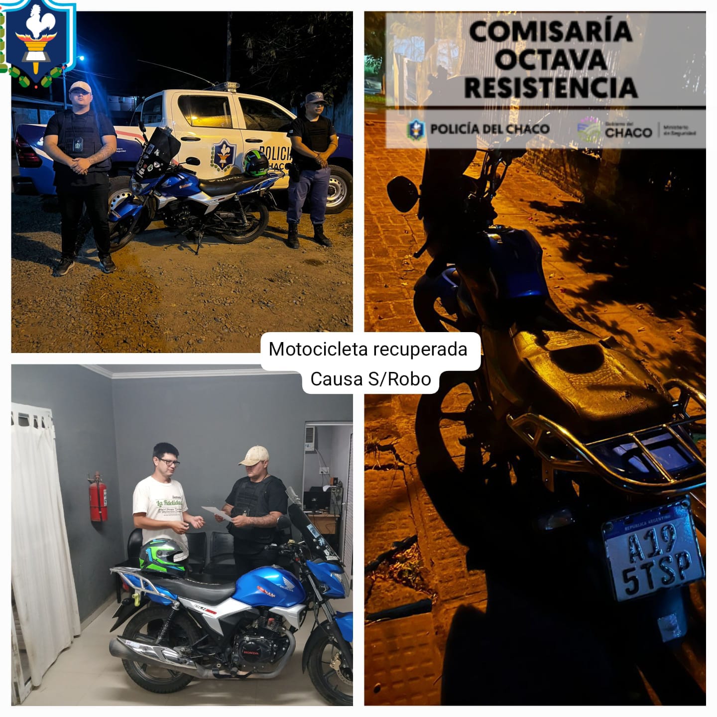 Efectivos policiales secuestran una motocicleta que minutos antes fue robada de una vivienda