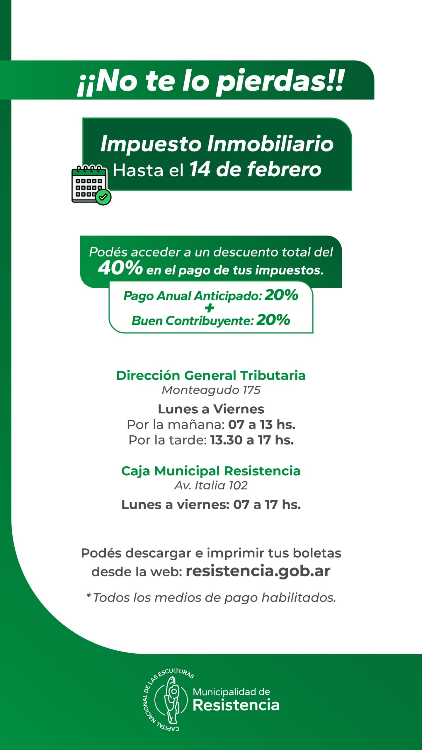 Este viernes, vence el plazo para abonar el impuesto inmobiliario municipal con descuentos de hasta un 40 por ciento 