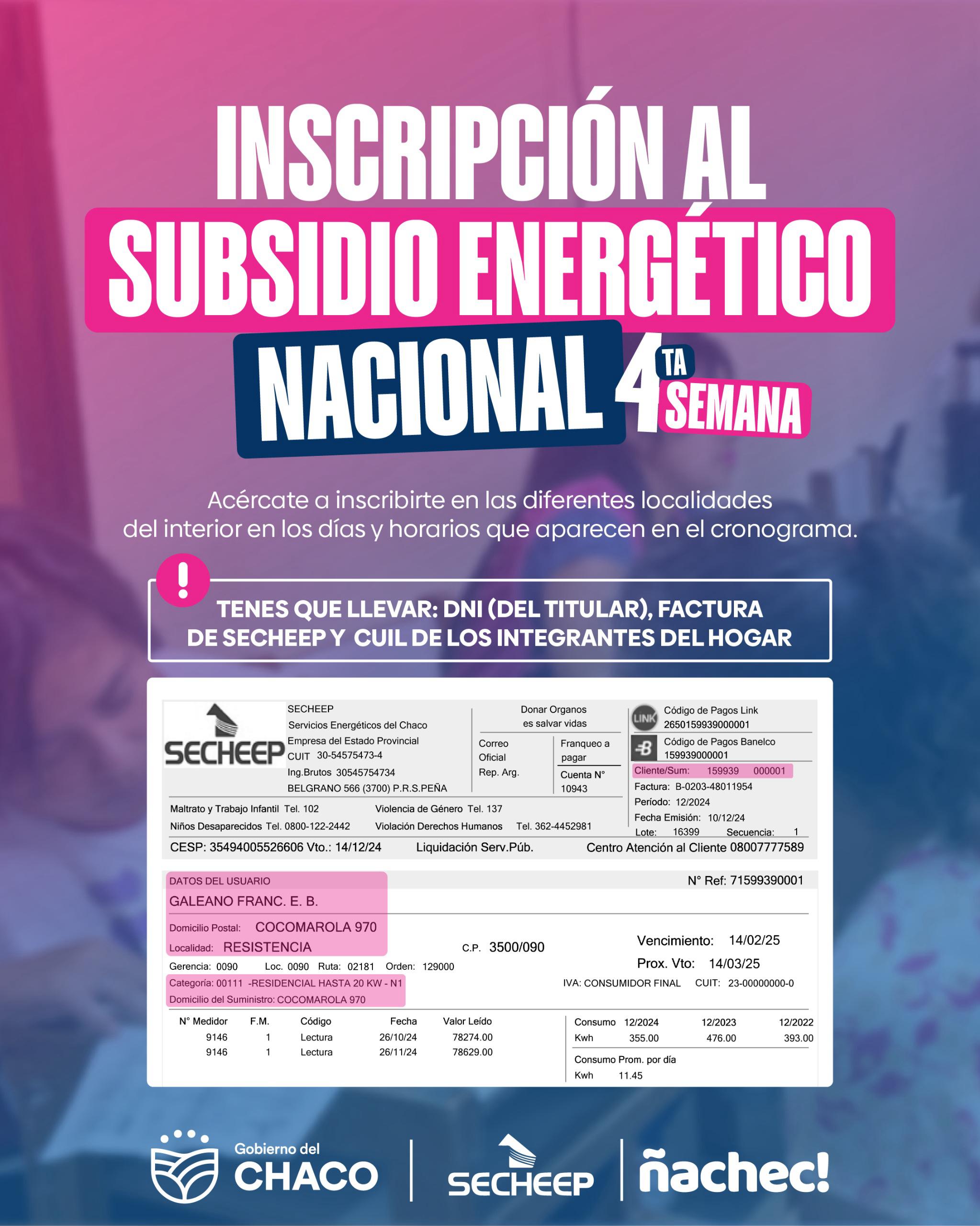 Secheep sigue en terreno: llega a Resistencia, el operativo de inscripción al subsidio eléctrico nacional y de asesoramiento del «descuento verano»