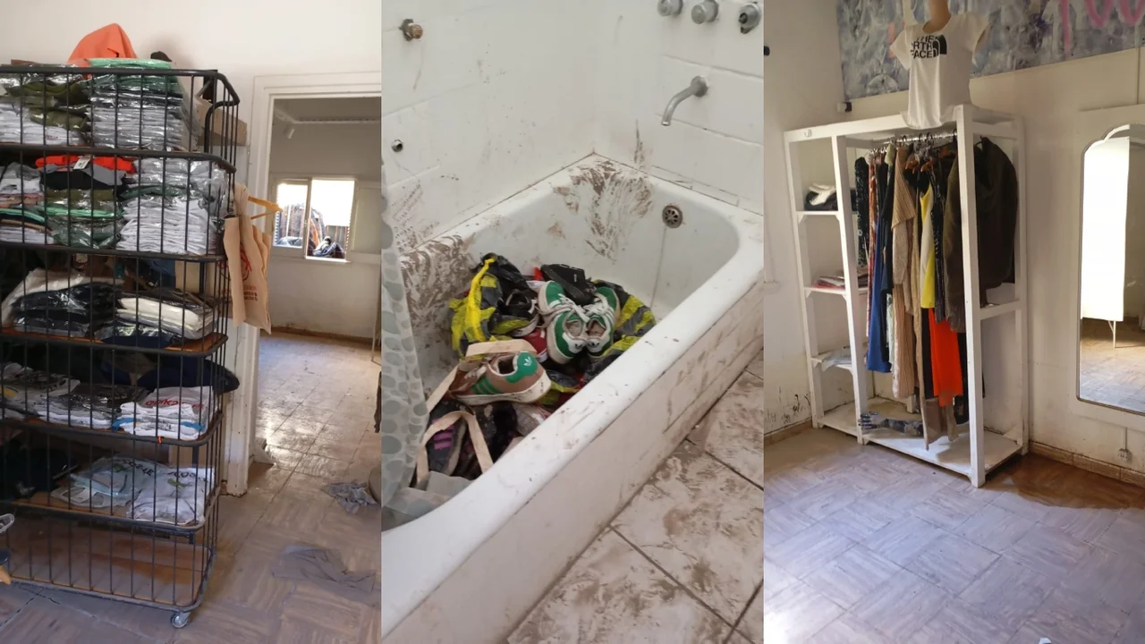 La angustia de un comerciante de Bahía Blanca: el barro destruyó su costoso stock de ropa y calzado