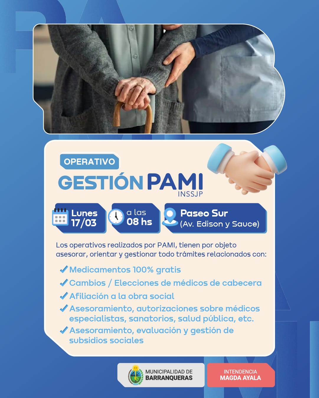 Barranqueras: la semana que viene se arribará el operativo PAMI