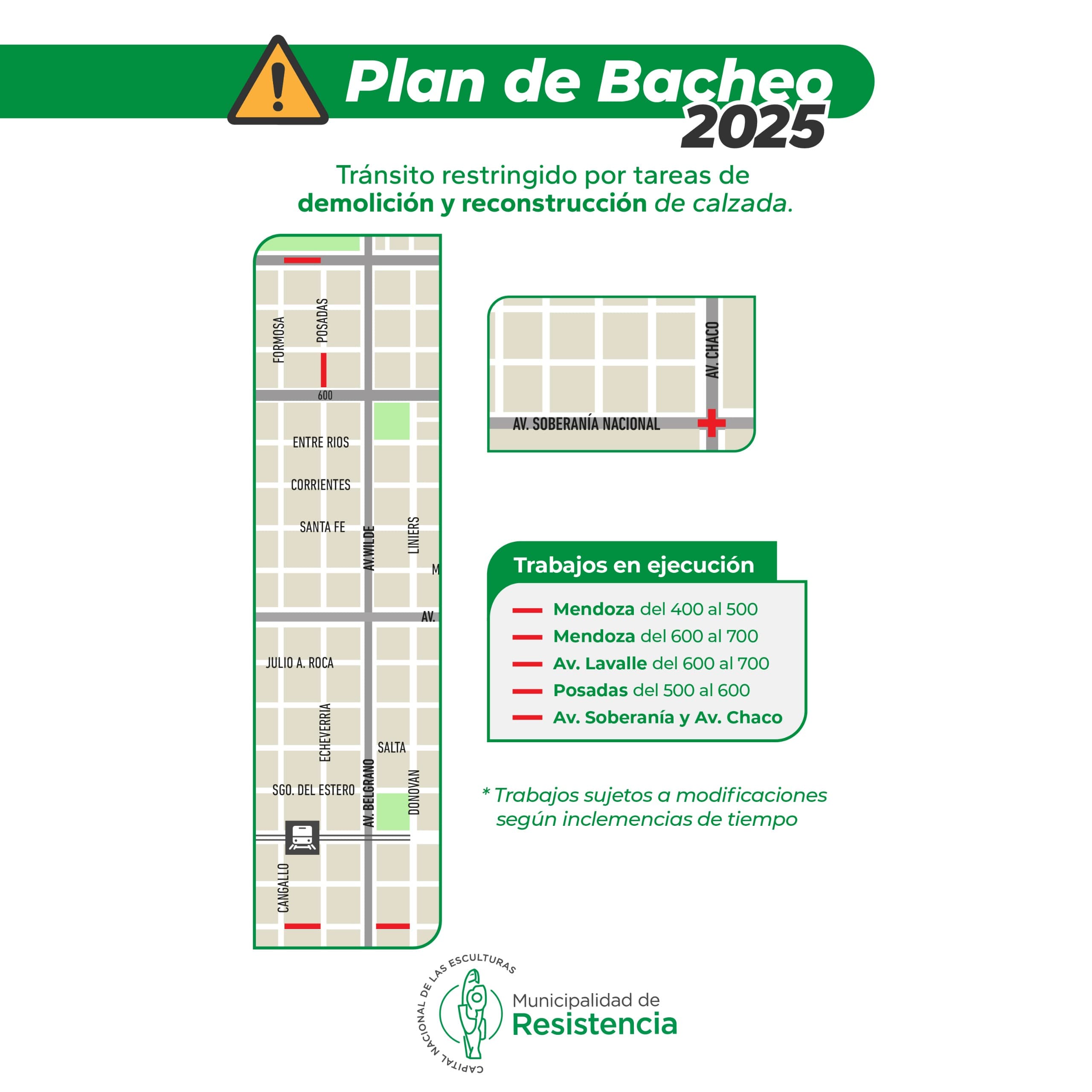 Bacheo 2025: cuáles serán las arterias intervenidas esta semana