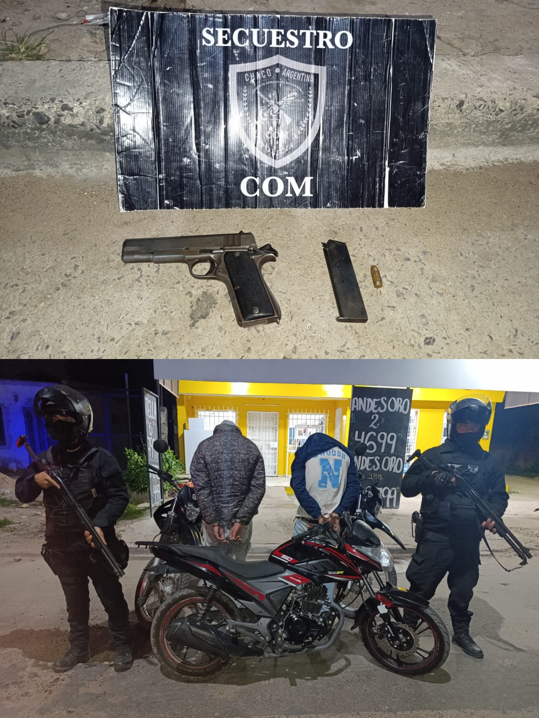 Resistencia: dos jóvenes fueron demorados con una pistola calibre 45