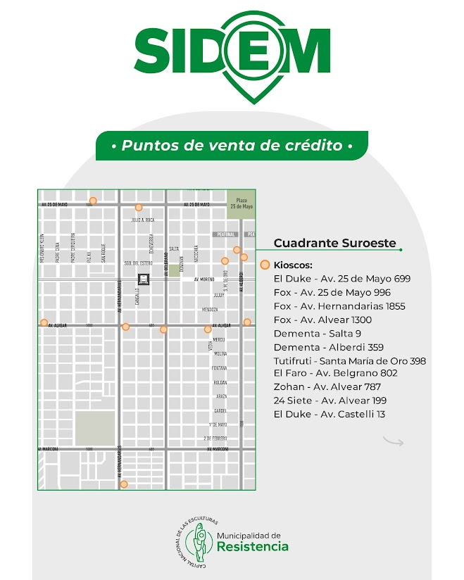 Puntos de venta habilitados para la carga de crédito para el estacionamiento medido