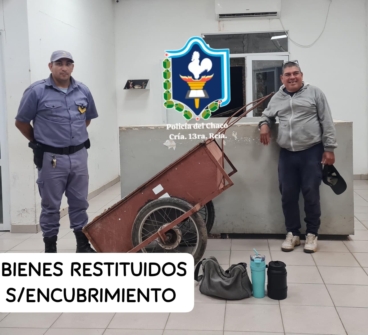 Dan con un carro y otros elementos que fueron denunciados como sustraídos