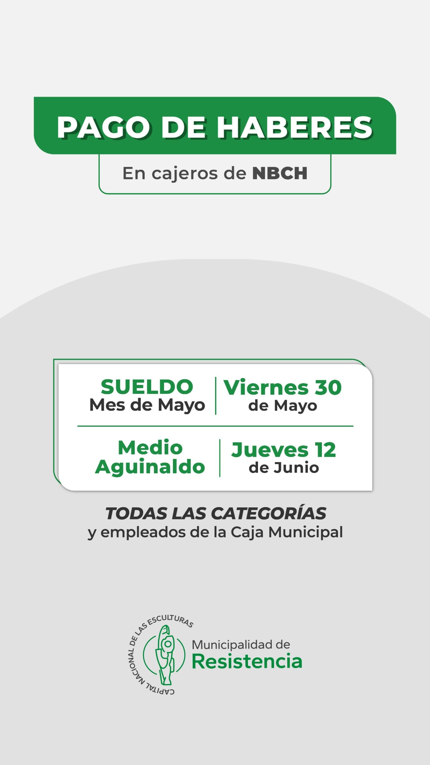 Resistencia pagará sueldos el viernes 30 de mayo y aguinaldo el 12 de junio