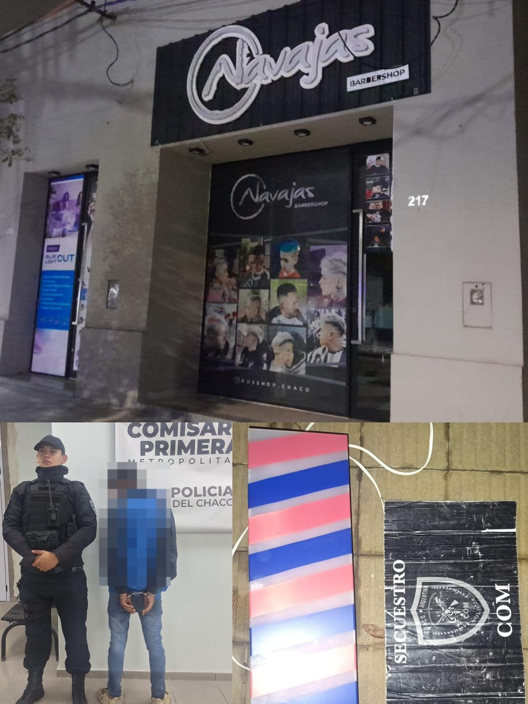 Quedó filmado mientras robaba en una barberia y terminó detenido en plena madrugada