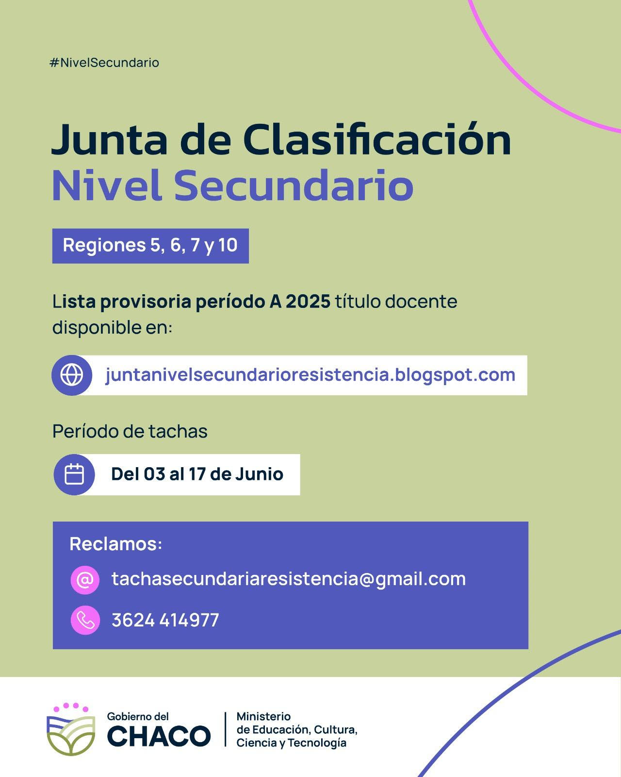 Nivel secundario: está disponible la lista provisoria, periodo a título docente