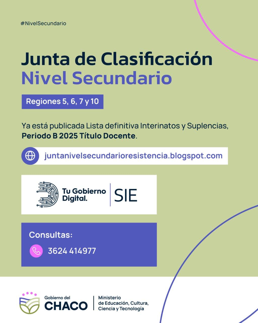 Interinatos y suplencias en nivel secundario: ya está publicada lista definitiva Periodo B