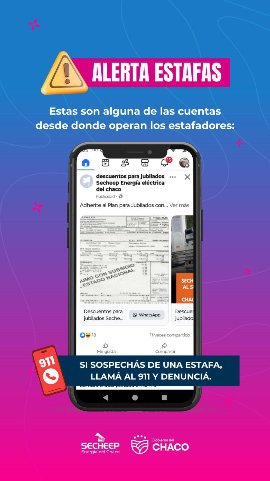 SECHEEP alerta sobre nuevos intentos de estafas a través de whatsapp, redes sociales y/o teléfonos