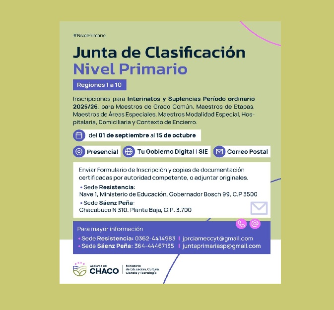 Las juntas de clasificación de nivel primario abren inscripciones a interinatos y suplencias