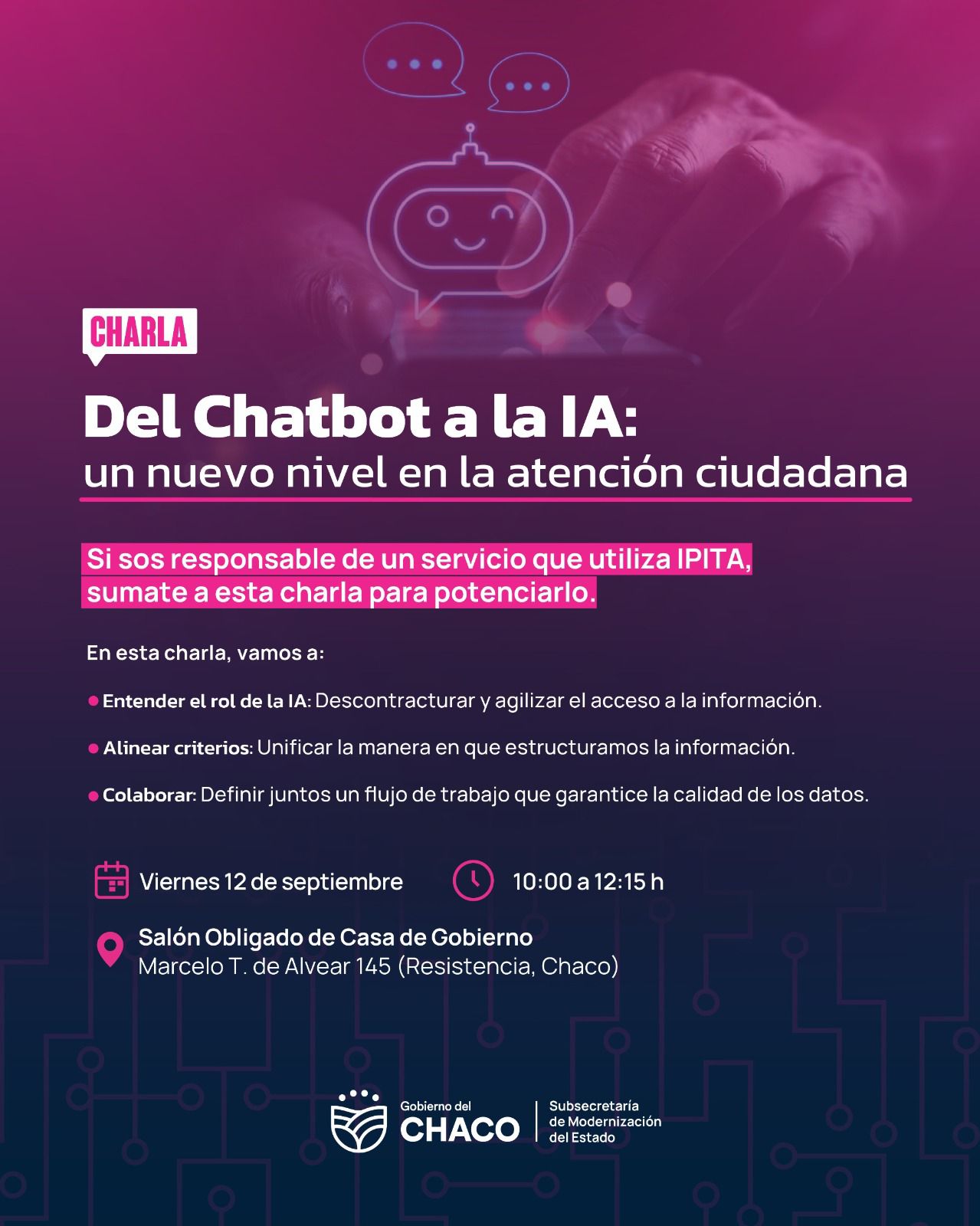 Modernización del Estado presenta la charla “del Chatbot a la IA: un nuevo nivel en la atención ciudadana”