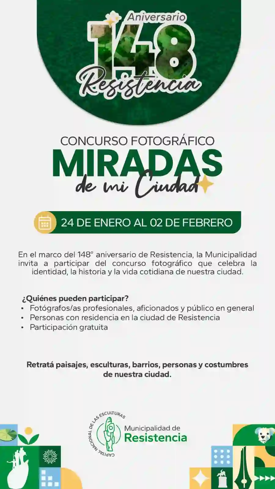 Concurso fotográfico “Miradas de mi ciudad” por el 148° aniversario de Resistencia