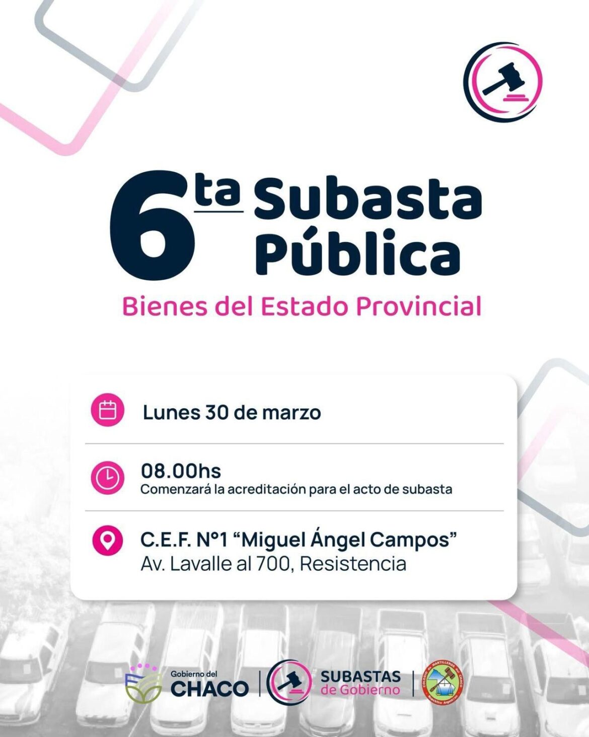 Subasta pública: este jueves inicia la exhibición previa de los vehículos