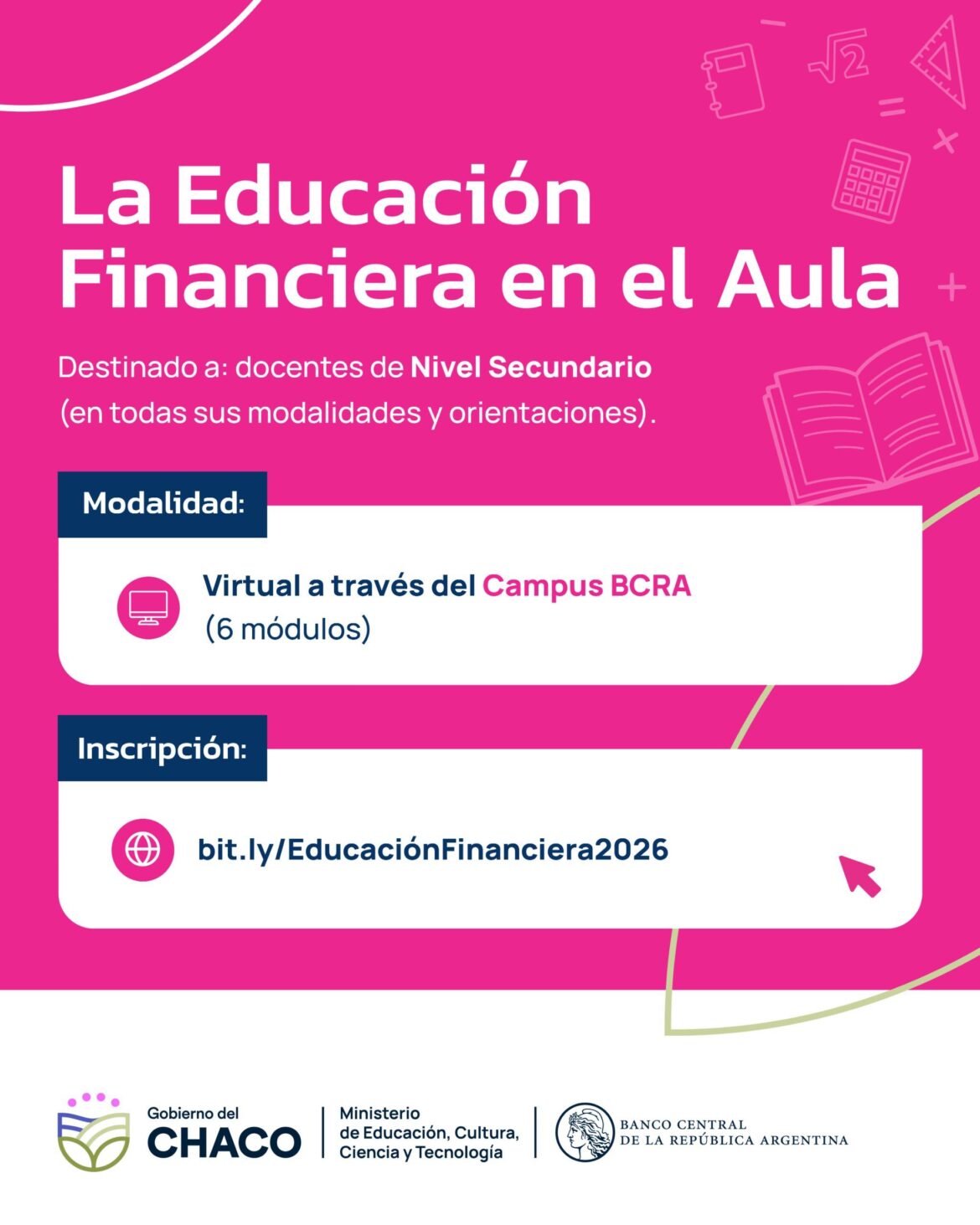 Educación lanzó la capacitación gratuita “Educación financiera en el aula 2026” para docentes de secundaria.
