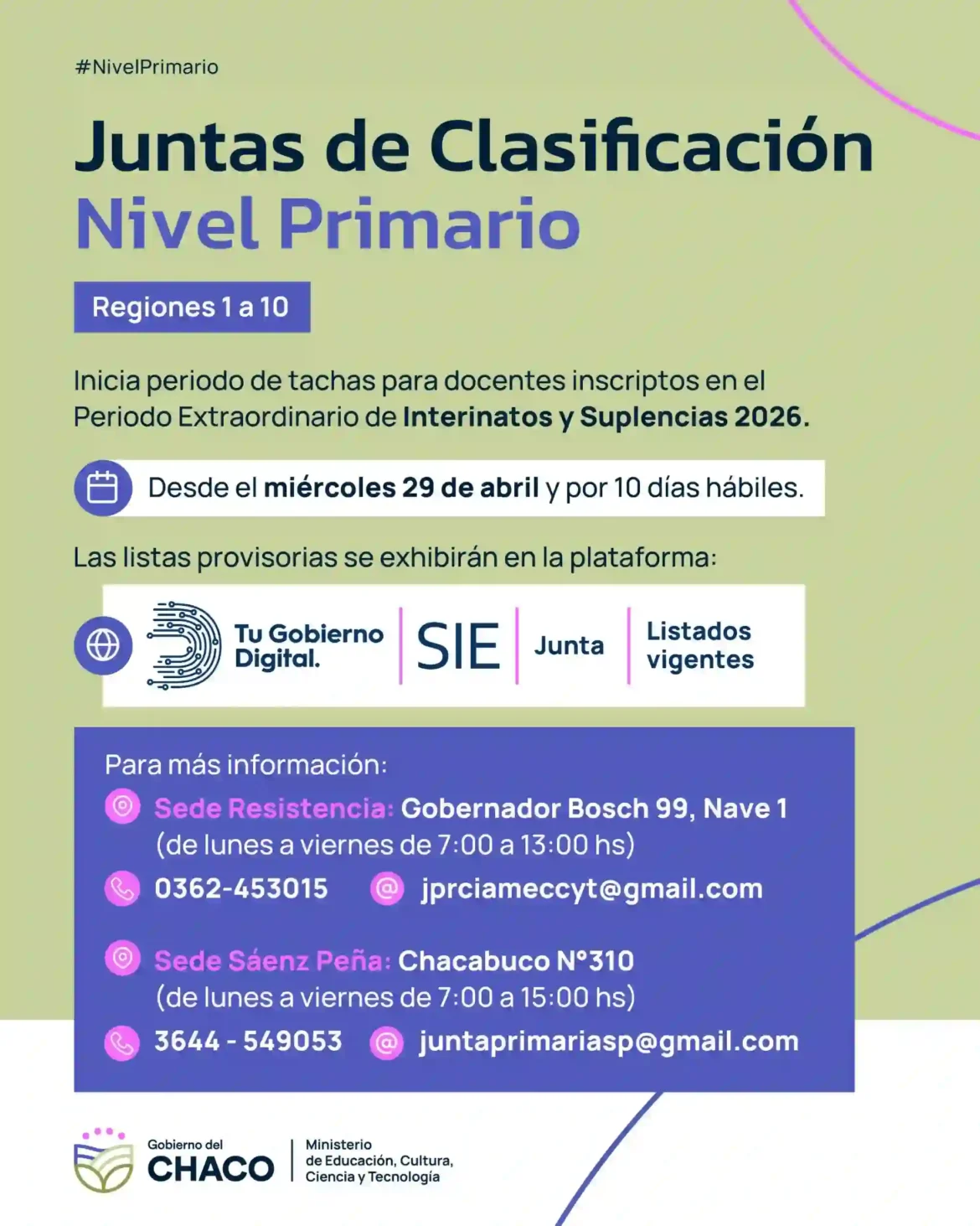 Se inició el período de tachas para docentes de nivel primario inscriptos en interinatos y suplencias