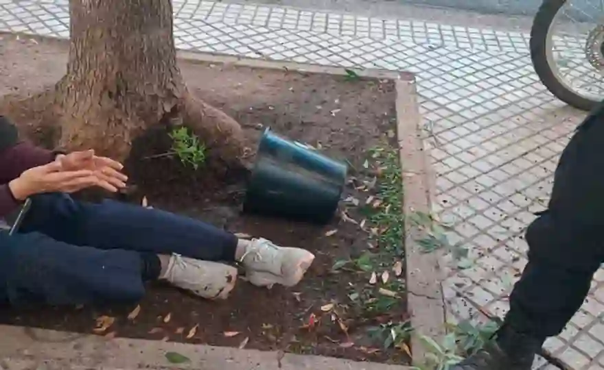 Insólito: caminaba por Rosario y le cayó encima una maceta con una planta de marihuana