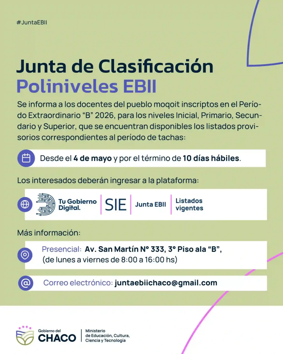 Docentes del pueblo moqoit: disponibles los listados provisorios del período extraordinario “B”