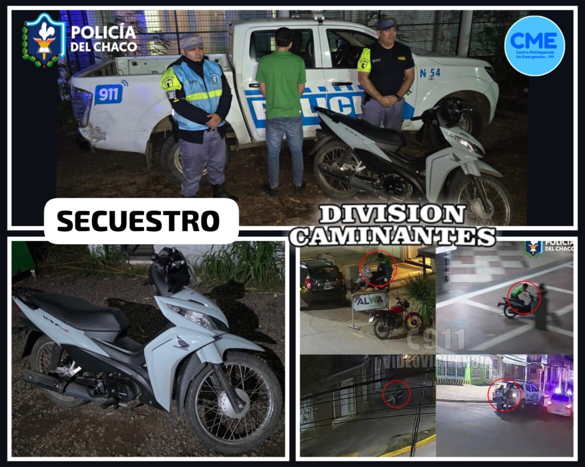 Recuperaron una motocicleta robada y demoraron a un joven tras una persecución